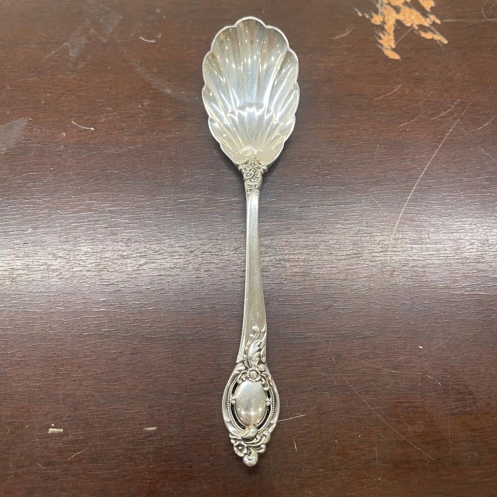 Reed & Barton STERLING Sugar Spoon Shell Silver 6" Antique Vintage